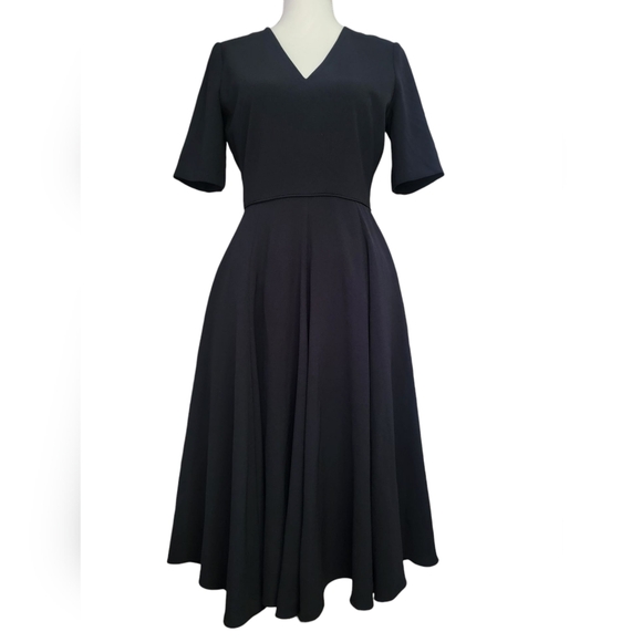 Gal Meets‎ Glam Edith City Crepe Fit & Flare Classic Black Midi Dress Size 6 - Picture 4 of 13